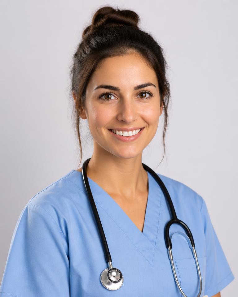 AI generated headshot of a clinical team member in modern scrubs